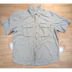 Gander Mountain Guide Series Mens Large Tan Short Sleeve Fishing Shirt Vented L